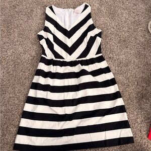 LOFT Black and White Chevron Midi Dress